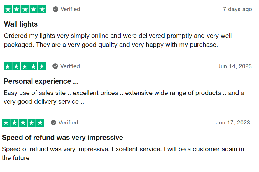 Lights.ie customer reviews